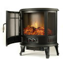 電気暖炉 暖炉型ファンヒーター 電気ストーブ フェイク暖炉 e-Flame USA Regal Freestanding Electric Fireplace Stove - 3-D Log and Fire Effect (Black) 【並行輸入品】