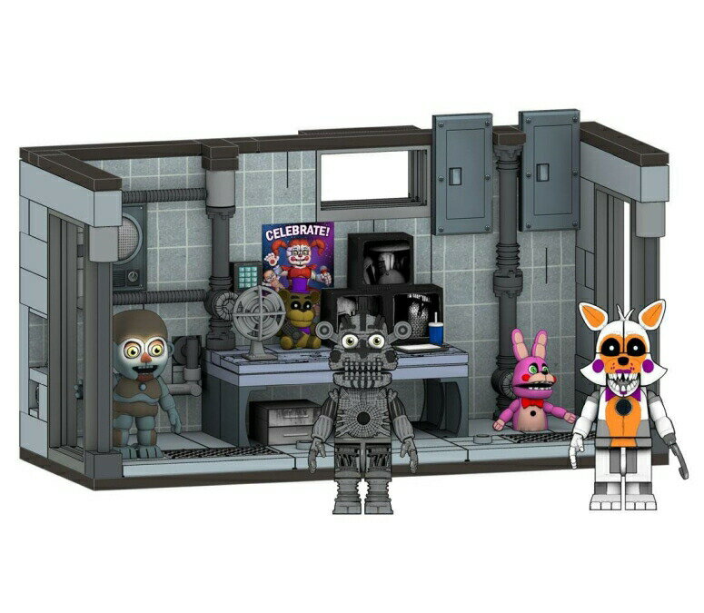 FNAF 5ナイツ Five Nights at Freddy's Sister Location Series 3 Private Room Construction Set with Lolbit and Jumpscare Freddy Figures 【並行輸入品】