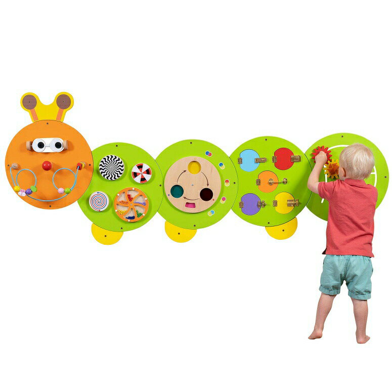 大きな青虫のプレイパネル 幅約185cm LEARNING ADVANTAGE Caterpillar Activity Wall Panels - Ages 18m+ - Montessori Sensory Wall Toy - 6 Activities - Busy Board - Toddler Room Decor 【並行輸入品】