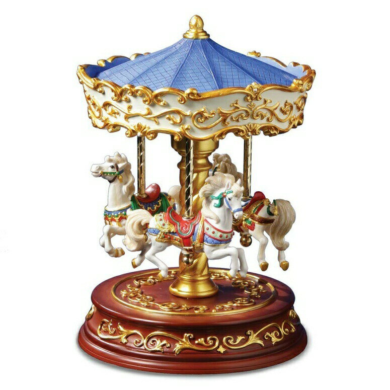 ピンクのメリーゴーランドオルゴール 回転木馬 オルゴール メリーゴーランド The San Francisco Music Box Company Heritage 3-Horse Rotating Carousel 【並行輸入品】