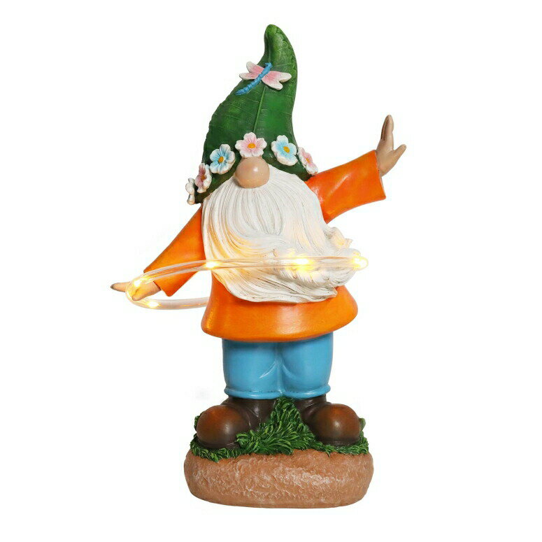 LEDソーラーライト ソーラーパワー ガーデンライト Ovewios Garden Gnome Statue Outdoor Decor, Funny Garden Sculptures & Gnomes Statues Playing Hula Hoop with Solar LED Light Resin Yard Ornament for Outdoor Garden Lawn Patio Decor, Hou 【並行輸入品】