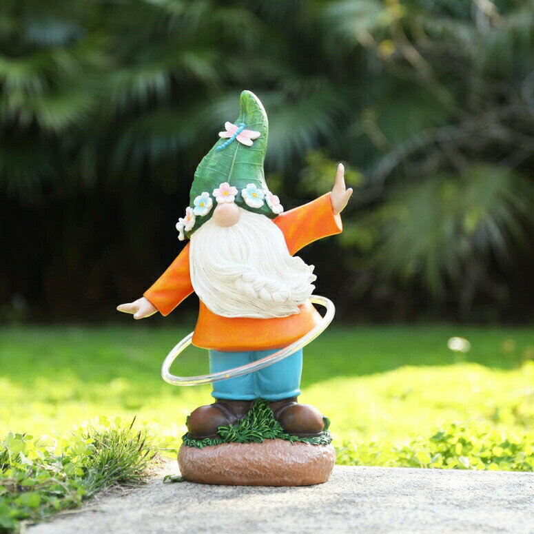 LEDソーラーライト ソーラーパワー ガーデンライト Ovewios Garden Gnome Statue Outdoor Decor, Funny Garden Sculptures & Gnomes Statues Playing Hula Hoop with Solar LED Light Resin Yard Ornament for Outdoor Garden Lawn Patio Decor, Hou 【並行輸入品】