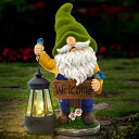 LEDソーラーライト ソーラーパワー ガーデンライト Olekki Garden Gnomes Outdoor - Flocked Gnome Statue Holding Lantern with Solar LED Lights | Gnomes Garden Decorations for Patio, Yard, Lawn Ornaments - Gnome Gifts 【並行輸入品】