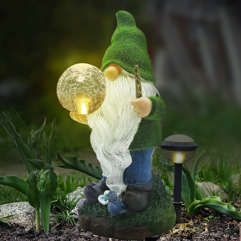 LEDソーラーライト ソーラーパワー ガーデンライト Garden Gnome Statue Untimaty Outdoor Resin Gnome Figurine Outdoor Solar Powered LED Garden Lights 10.7