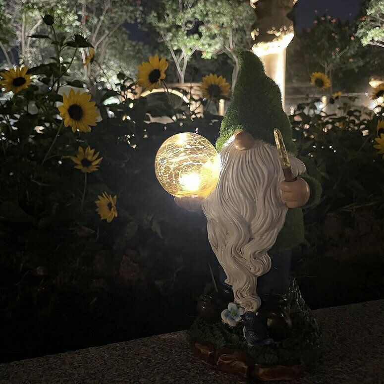 LEDソーラーライト ソーラーパワー ガーデンライト Garden Gnome Statue Untimaty Outdoor Resin Gnome Figurine Outdoor Solar Powered LED Garden Lights 10.7