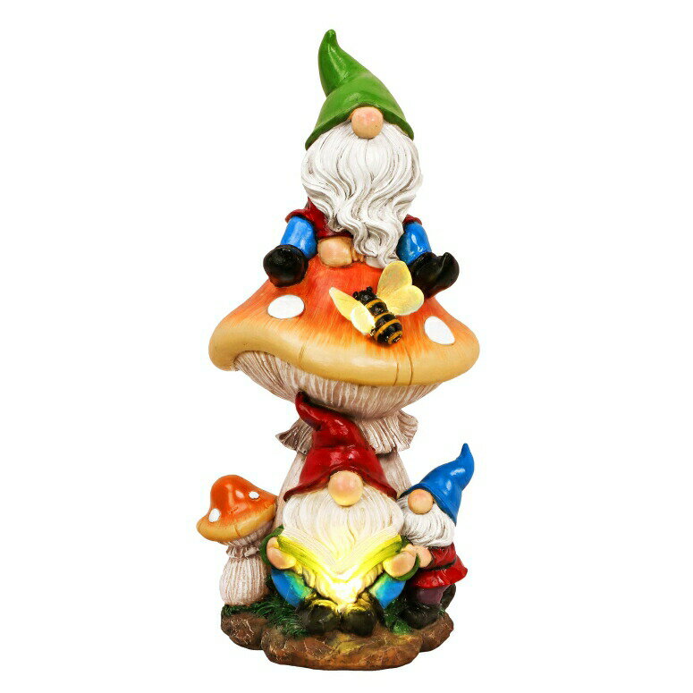 LEDソーラーライト ソーラーパワー ガーデンライト TERESA 039 S COLLECTIONS Funny Garden Gnomes Outdoor Decorations with Solar Lights, Large Gnomes on Mushroom for Yard Garden Sculpture Statues Resin Figurines Lawn Ornaments for Patio D 【並行輸入品】