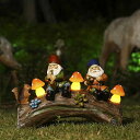 LED\[[Cg \[[p[ K[fCg Garden Gnome Statues - Resin Squirrel Gnomes Figurine Solar LED Mushroom Lights on Log, Outdoor Spring Decorations for Patio Yard Lawn Porch, Ornament Gift  sAi 