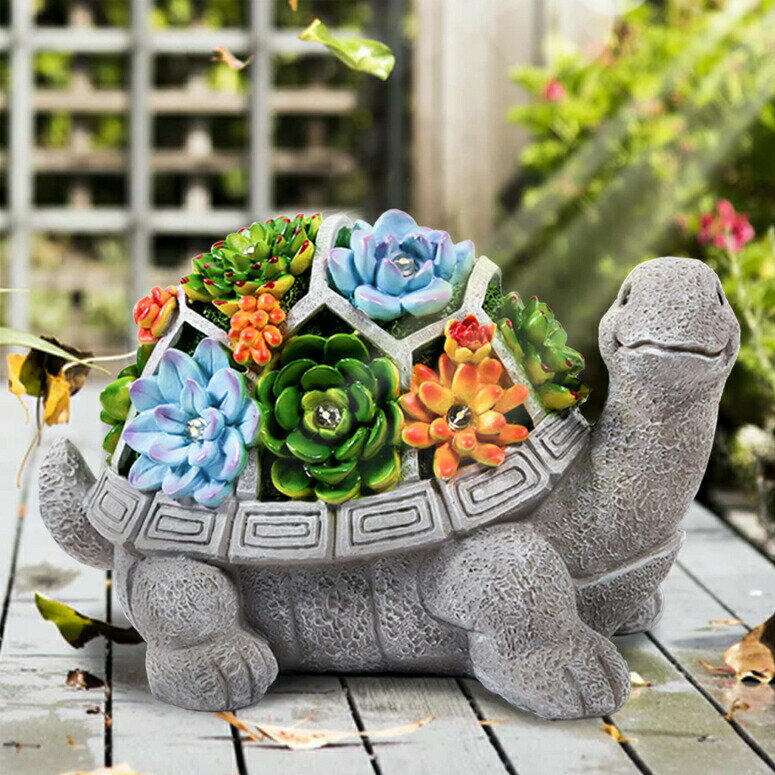 LEDソーラーライト ソーラーパワー ガーデンライト LESES Garden Statues, Turtle Outdoor Ornament Solar Statue with 7 LED Lights Garden Decor for Outside, Turtle Garden Figurines Cute Decorations for Patio Yard Lawn Birthday Gifts 