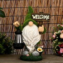LEDソーラーライト ソーラーパワー ガーデンライト ASAWASA Flocked Garden Gnome Statue with Solar LED Light, Extra Large Funny Fairy Gnomes Figurines with Welcome Sign, Outdoor Fall Decorations for Yard Lawn, Tall 14.2 Inch (Welcome) 【並行輸入品】