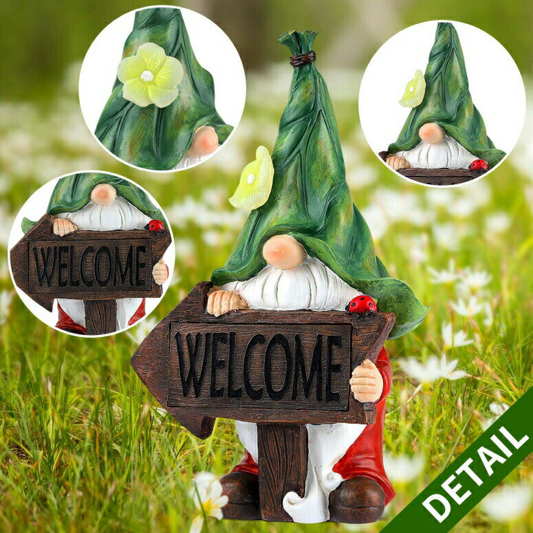 LEDソーラーライト ソーラーパワー ガーデンライト Garden Gnome Statue, Aismio Solar Garden Statue and Sculpture Funny Resin Gnome Garden Figurines for Garden Decorations,Patio Yard Lawn Ornaments Gift 12.3inch Tall (with Gnome Flag) 【並行輸入品】