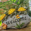 LEDソーラーライト ソーラーパワー ガーデンライト Solar Garden Statue Turtle Outdoor Lights -Welcome Turtles on a Rock Solar Powered LED Outdoor Garden Ornaments，for Indoor Outdoor Yard Statue Decoration，Thanksgiving Christmas 1 Pa 【並行輸入品】