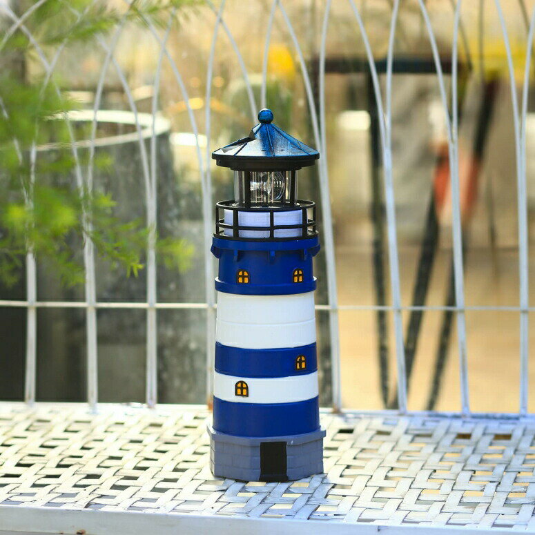 LEDソーラーライト ソーラーパワー ガーデンライト Solar Lighthouse with Rotating Beacon LED Light,Decorative Lighthouse for Garden Patio Yard ,Gifts for Children or Friends(Blue2) 【並行輸入品】