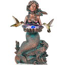 LEDソーラーライト ソーラーパワー ガーデンライト Mermaid Sitting on Rock Statue Decorations Animals Bird Bath Feeder Garden Statue Light Up Figurines Princess Ornament Indoor Outdoor Sculpture Gift for Home Yard Patio Decor 【並行輸入品】