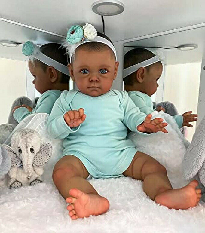 ぬいぐるみ・人形, 着せ替え人形  iCradle 24inch Reborn Toddler Doll Girl Boy African American Baby Dolls Lifelike Silicone Newborn Baby Dolls Best Gift for Kids and Collect 