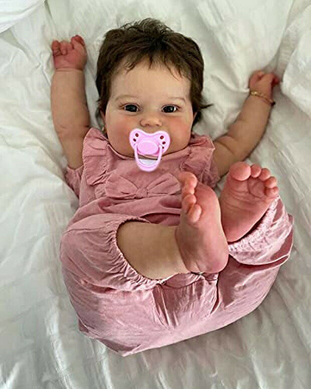  Ԃl` V  V  A l` Ԃ KOKOMANDY Cute 24inch Realistic Dolls Toddler Girl That Look Real Soft Silicone Weighted Newborn Bebe with Brown Hair Re ysAiz