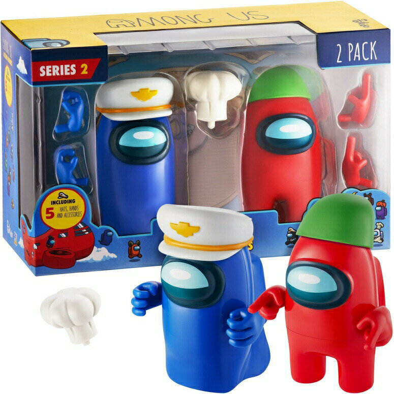 アモングアス アモンガス おもちゃ 人形 Among Us Action Figures Two of Four 4.5-Inch-Tall Collectibles Among Us Toys and Playable Mini Toys Blue Ghost and Red Crewmate with 5 Accessories: Hats and Hands 【並行輸入品】