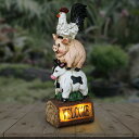 LEDソーラーライト ソーラーパワー ガーデンライト ブレーメン Exhart Solar Stacked Chicken, Pig & Cow Welcome Sign Garden Statue - Hand-Painted Farm Animals Resin Statue w/Solar LED Accent Lights ? Solar Welcome Sign Farm Animals Gard 【並行輸入品】