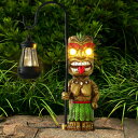 LEDソーラーライト ソーラーパワー ガーデンライト ティキ MIBUNG Upgraded Tiki Decor Garden Statue, Large Tiki Figurine with Solar Lantern Lights, Hawaiian Tropical Tiki Man Warrior, Tiki Dude, Tiki Torch, Outdoor Patio Yard Lawn Bar 【並行輸入品】