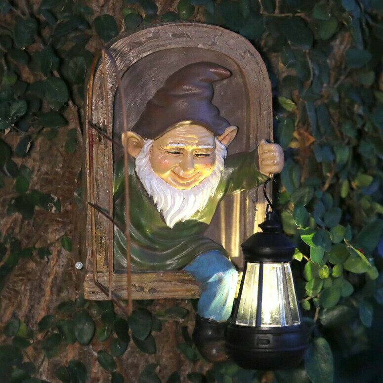 LEDソーラーライト ソーラーパワー ガーデンライト ノーム Outdoor Gnome Statue with Solar Powered Lights,Large Resin Garden Decoration, 12