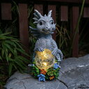 LEDソーラーライト ソーラーパワー ガーデンライト ドラゴン Ovewios Garden Dragon Statue Outdoor Decor, Large Dragon Figurine with Solar Crackle Globe Light Yard Art Decoration Resin Ornament for Indoor Home Outdoor Patio Lawn Gift 【並行輸入品】