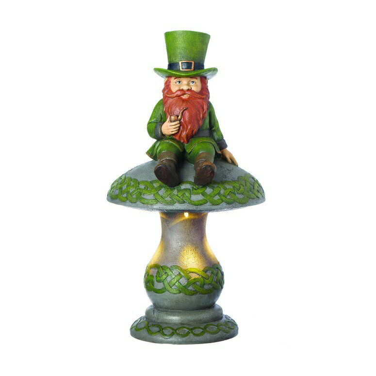 LEDソーラーライト ソーラーパワー ガーデンライト ノーム Roman Garden - LED Leprechaun on Mushroom Garden Statue, 16.75 H, Irish Collection, Resin and Stone, Decorative, Garden Gift, Home Outdoor Decor, Durable, Long Lasting 【並行輸入品】