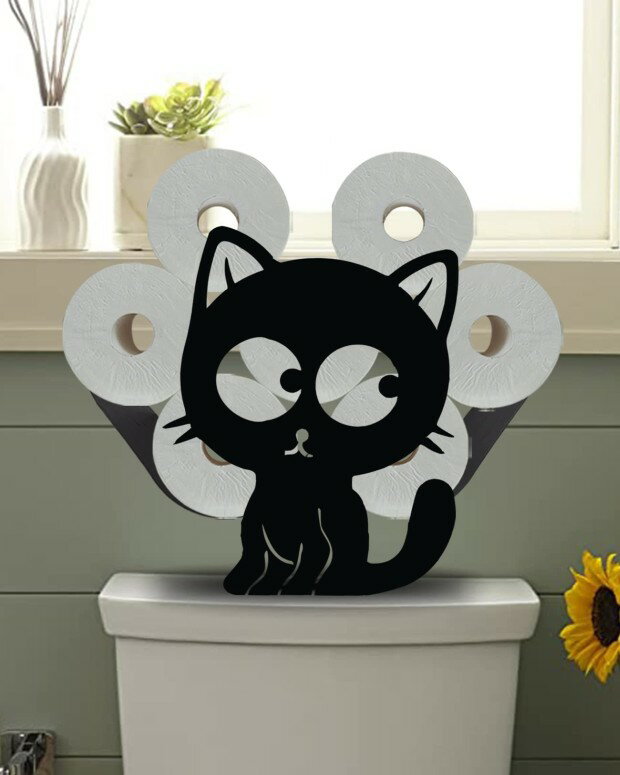 猫のトイレットペーパーホルダー おしゃれ インテリア ペーパーホルダー トイレットペーパー スタンド ネコ Black Cat Toilet Paper Holder Stand, Gardlister Funny Animal Toilet Paper Storage for Bathrooms Kitchen, Free Standing Metal Bathr 【並行輸入品】