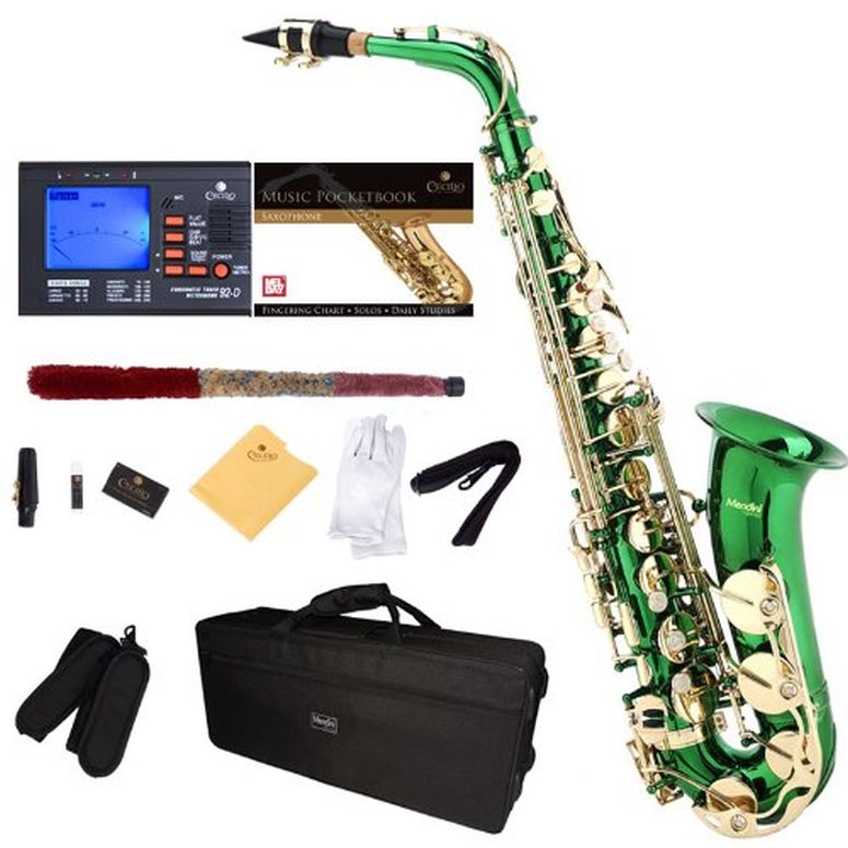 アルトサックスフォン Mendini By Cecilio Eb Alto Saxophone ケース チューナー マウスピース 10 リード ポケットブック Mendini By Cecilio Eb Alto Saxophone - Case, Tuner, Mouthpiece, 10 Reeds, Pocketbook- MAS-BK r E Flat Musical Instrum 【並行輸入品】