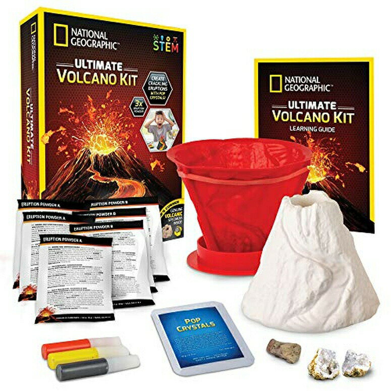 ナショナルジオグラフィック 火山キット NATIONAL GEOGRAPHIC Ultimate Volcano Kit ? Erupting Volcano Science Kit for Kids, 3X More Eruptions, Pop Crystals Create Exciting Sounds, STEM Science & Educational Toys Make Great Kids Activ 【並行輸入品】