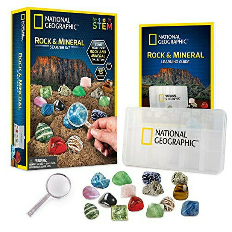 ナショナルジオグラフィック 岩石と鉱物の教育セット NATIONAL GEOGRAPHIC Rocks and Minerals Education Set ? 15-Piece Rock Collection Starter Kit with Tiger’s Eye, Rose Quartz, Red Jasper, and More, Display Case and Identification G 【並行輸入品】