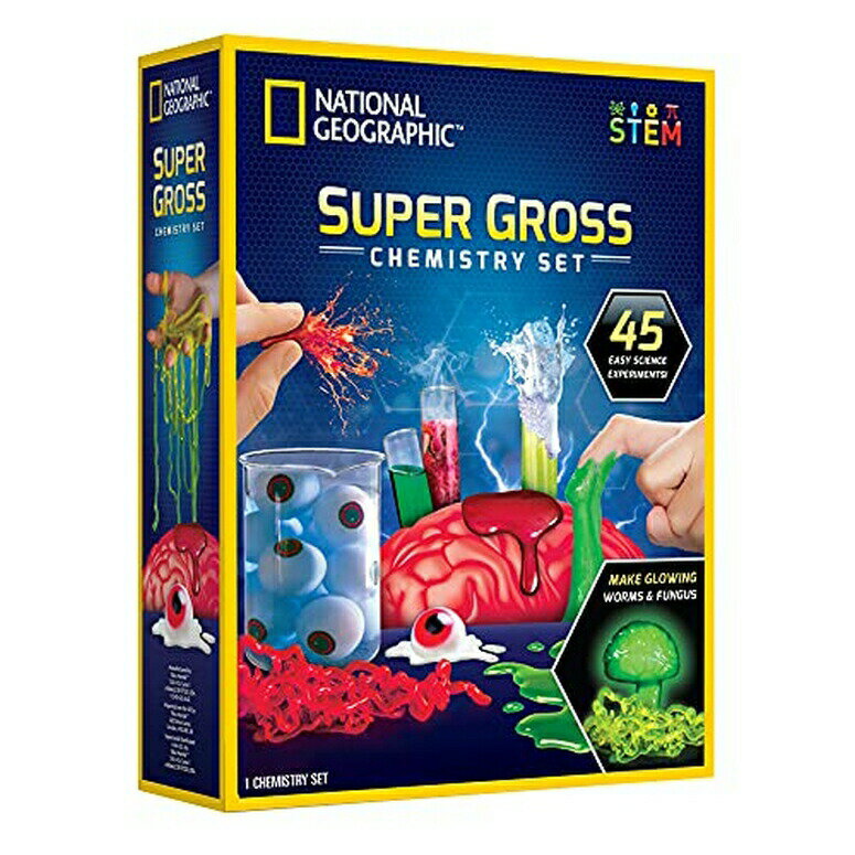 ナショナルジオグラフィック 45の総科学実験キット こども おもちゃ NATIONAL GEOGRAPHIC Gross Science Lab - 45 Gross Science Experiments for Kids, Dissect a Brain, Burst Blood Cells & More, STEM Science Kit for Kids Who Love Gross Exp 【並行輸入品】