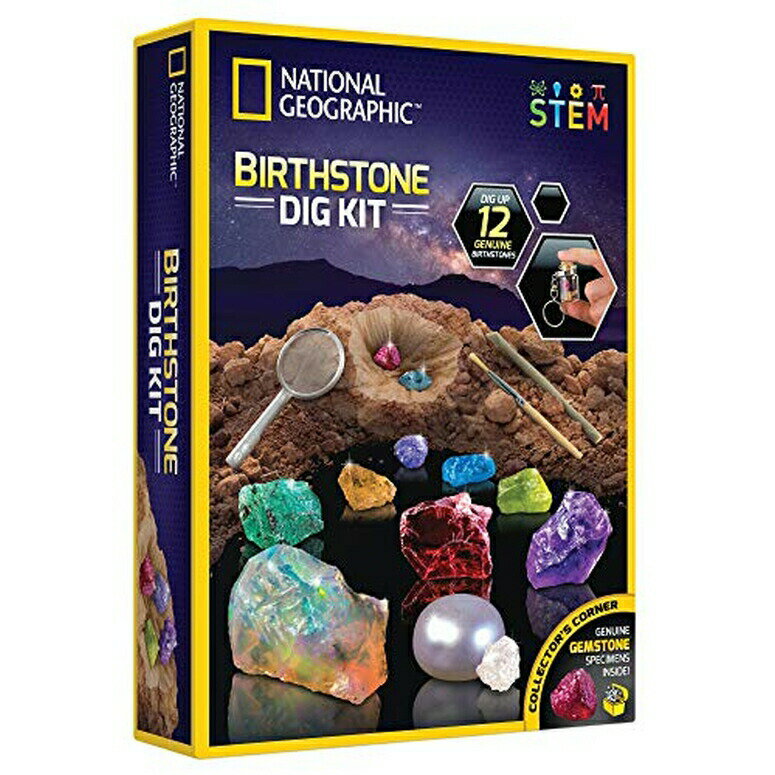 ナショナルジオグラフィック 誕生石発掘キット NATIONAL GEOGRAPHIC Birthstone Dig Kit - STEM Science Kit with 12 Genuine Birthstones, Includes a Real Diamond, Ruby, Sapphire, Pearl, & More, Dig Up Stunning Gemstones, Toys for Girls, 【並行輸入品】