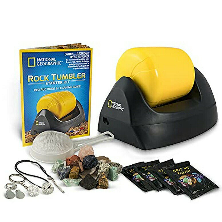 ナショナルジオグラフィック ロック タンブラー スターター セット National Geographic Rock Tumbler Starter Set - Educational Rock Polishing Hobby Kit with Noise Reducing Drum, Gemstones & Grit, Jewellery Settings and Full Colour Info 【並行輸入品】