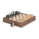 チェスセット A&A 15 inch Walnut Wooden Chess Sets w/ Storage Drawer / Triple Weighted Chess Pieces - 3.0 inch King Height/ Walnut Box w/Walnut & Maple Inlay / 2 Extra Queen / Classic 2 in 1 Board Games 【並行輸入品】