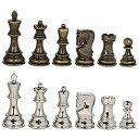 チェス コマのみ Lowell Silver and Bronze Metal Chess Pieces with 3.75 Inch King and Extra Queens, Pieces Only, No Board 【並行輸入品】