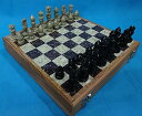 チェスセット CraftLooks 16 inch Chess Board with Wooden Base Stone Inlay Work Stone Pieces Game Set ~ Marble Stone Art Unique Indian Handmade Gift Tournament Chess Piece Storage, Hand Carved Stone Inlaid 【並行輸入品】