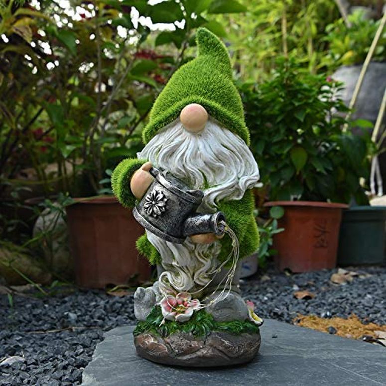 ノーム 妖精ガーデンライトLEDソーラーライト ソーラーパワー ASAWASA Gnomes Decorations for Yard with Solar LED Light,11in Resin Gnome Figurine Outdoor Solar Powered Funny Garden Lawn Gnome Decor （Watering ） 