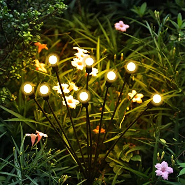 ۥ饤 ǥ饤LED顼饤 顼ѥ VOSIGREEN Solar Garden Swing Lights - 8 LED Outdoor Firefly Lights, Waterproof Path Lights, Sway with The Wind, for Yard Pathway Landscape Decor, Warm Yellow (4 Pack) ¹͢ʡ