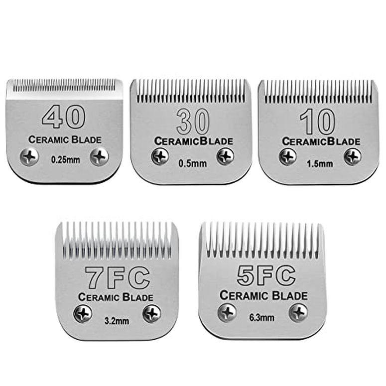 ֐n oJ Size 10/30/40/5FC/7FC Detachable Pet Clipper Blades Set,Compatible with Most Andis,Oster A5,Wahl KM Series Clipper,Made of Ceramic Blade & Stainless Steel Blade ysAiz