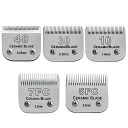 替刃 バリカン Size 10/30/40/5FC/7FC Detachable Pet Clipper Blades Set,Compatible with Most Andis,Oster A5,Wahl KM Series Clipper,Made of Ceramic Blade & Stainless Steel Blade 【並行輸入品】