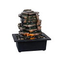   ̃IuWF e[ugbvt@Ee CeA GOSSI Waterfall Meditation Fountain Indoor Tabletop Many Natural River Rocks Decorated Office Home Table Fountion with LED Lights (22103) ysAiz