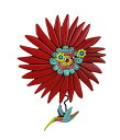 アレン デザイン 振り子時計 赤い花とハチドリ Allen Designs Humming Around Red Flower and Hummingbird Pendulum Wall Clock 【並行輸入品】