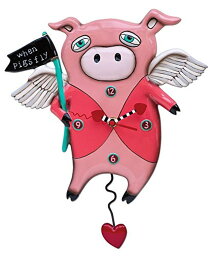 アレン デザイン 振り子時計 豚 Allen Designs When Pigs Fly Pendulum Clock 【並行輸入品】