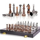 チェスセット レトロ Retro Metal Chess Set for Adults and Kids ? Marbling Chess Board with Chess Pieces ? Travel Chess Set with Metal Pieces ? Folding Chessboard ? Ideal for Beginners and Professional Players… 【並行輸入品】