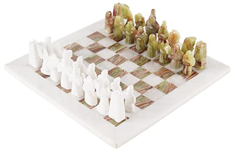 チェスセット 大理石 RADICALn Chess Set 15 inches White & Green Antique Handmade Marble Chess Set - Two Players Staunton Table Chess Board Game Set for Adults 