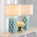 サファヴィヤ safavieh テーブルランプ サファビヤ サファヴィア SAFAVIEH Lighting Collection Garden Lattice Trellis Modern Contemporary Light Blue 27-inch Bedroom Living Room Home Office Desk Nightstand Table Lamp Set of 2 (LED Bulbs 【並行輸入品】