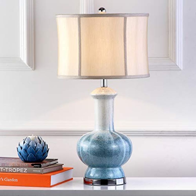 サファヴィヤ safavieh テーブルランプ サファビヤ サファヴィア SAFAVIEH Lighting Collection Leona Modern Cream/ Blue Ombre Ceramic 29-inch Bedroom Living Room Home Office Desk Nightstand Table Lamp (LED Bulb Included) 【並行輸入品】