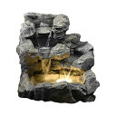 ガーデン 噴水 インテリア噴水 置き型 噴水 滝のオブジェ ウォーターフォールファウンテン Jeco Rock Creek Cascading Outdoor Indoor Fountain with Illumination, Beige, 23 L x 21 W x 20 H 【並行輸入品】