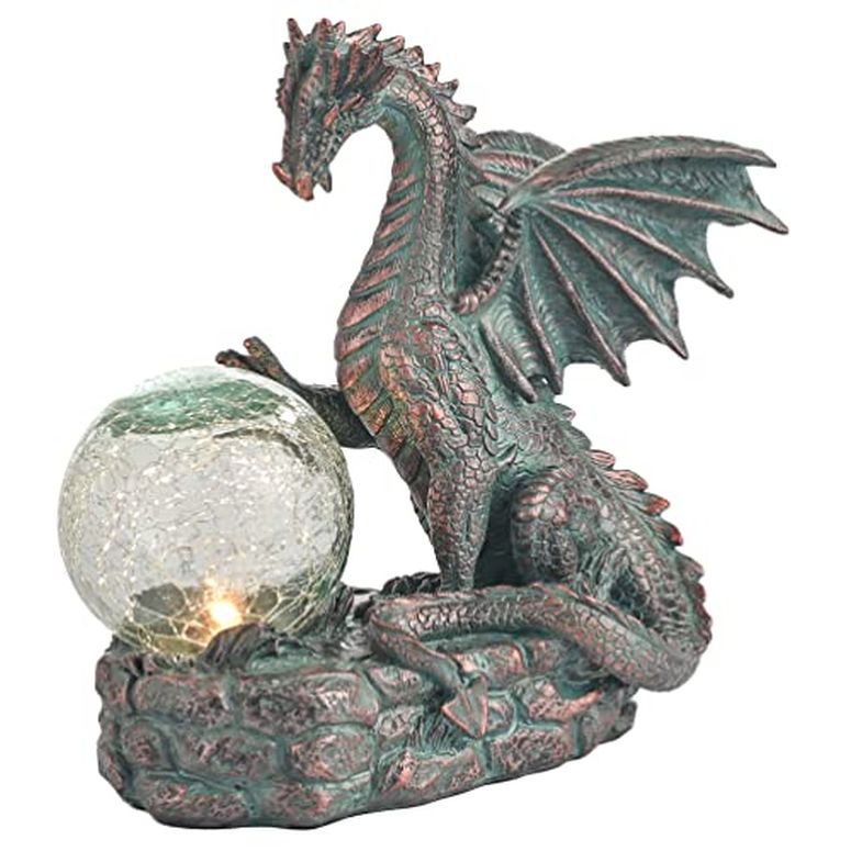 ガーデンライトLEDソーラーライト ソーラーパワー TERESA 039 S COLLECTIONS Garden Sculptures Statues, Solar Dragon Outdoor Statues Figurines, Resin Bronze Gothic Decor Lawn Ornaments for Patio Table Deck Balcony Yard Decorations, 8.9 In 【並行輸入品】