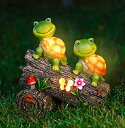 ガーデンライトLEDソーラーライト ソーラーパワー WOGOON Garden Turtle Figurines Outdoor Decorations, Solar Powered Sweet Frog Face Turtles Resin Statue with 4 LED Lights, Garden Art Spring Fall Winter Christmas Decor for Patio Lawn Y 【並行輸入品】