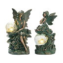 ガーデンライトLEDソーラーライト ソーラーパワー TERESA 039 S COLLECTIONS Fairy Garden Sculptures Statues,Set of 2 Solar Outdoor Statue,Bronze Figurines with Crackle Glass Ball, Resin Angel Garden Decor for Outside Patio Lawn Yard Balc 【並行輸入品】